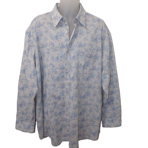 $300 Paul & Shark Italy L/S Cotton/Linen Button Down Floral Shirt Men's Sz 2XL - Picture 1 of 6